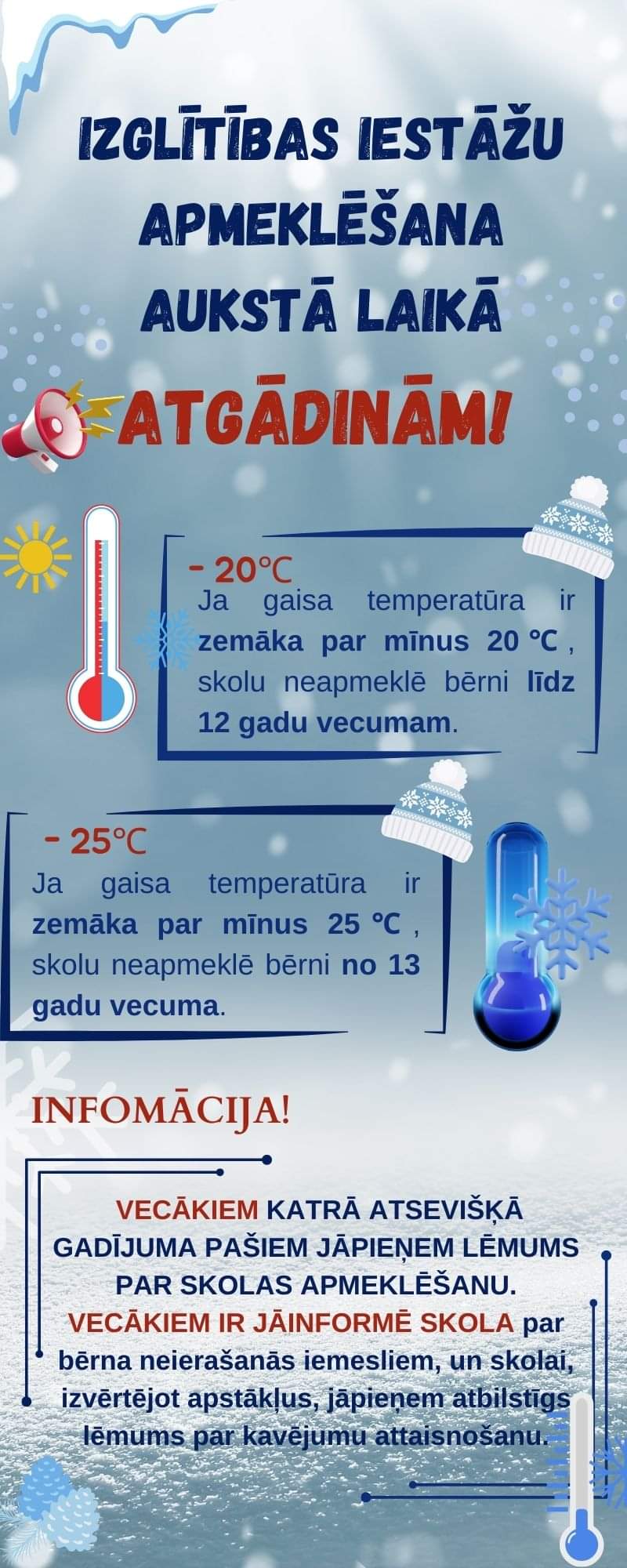IZGLĪTĪBAS IESTĀŽU APMEKLĒŠANA AUKSTĀ LAIKĀ