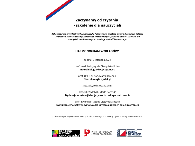 Zaczynamy od czytania - szkolenie dla nauczycieli